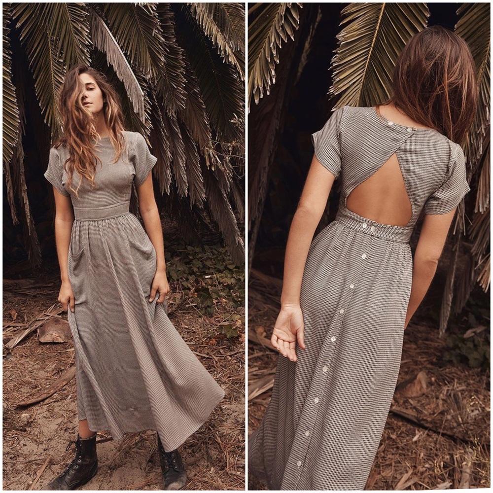 Christy Dawn Jane Midi Dress in Noir Lattice